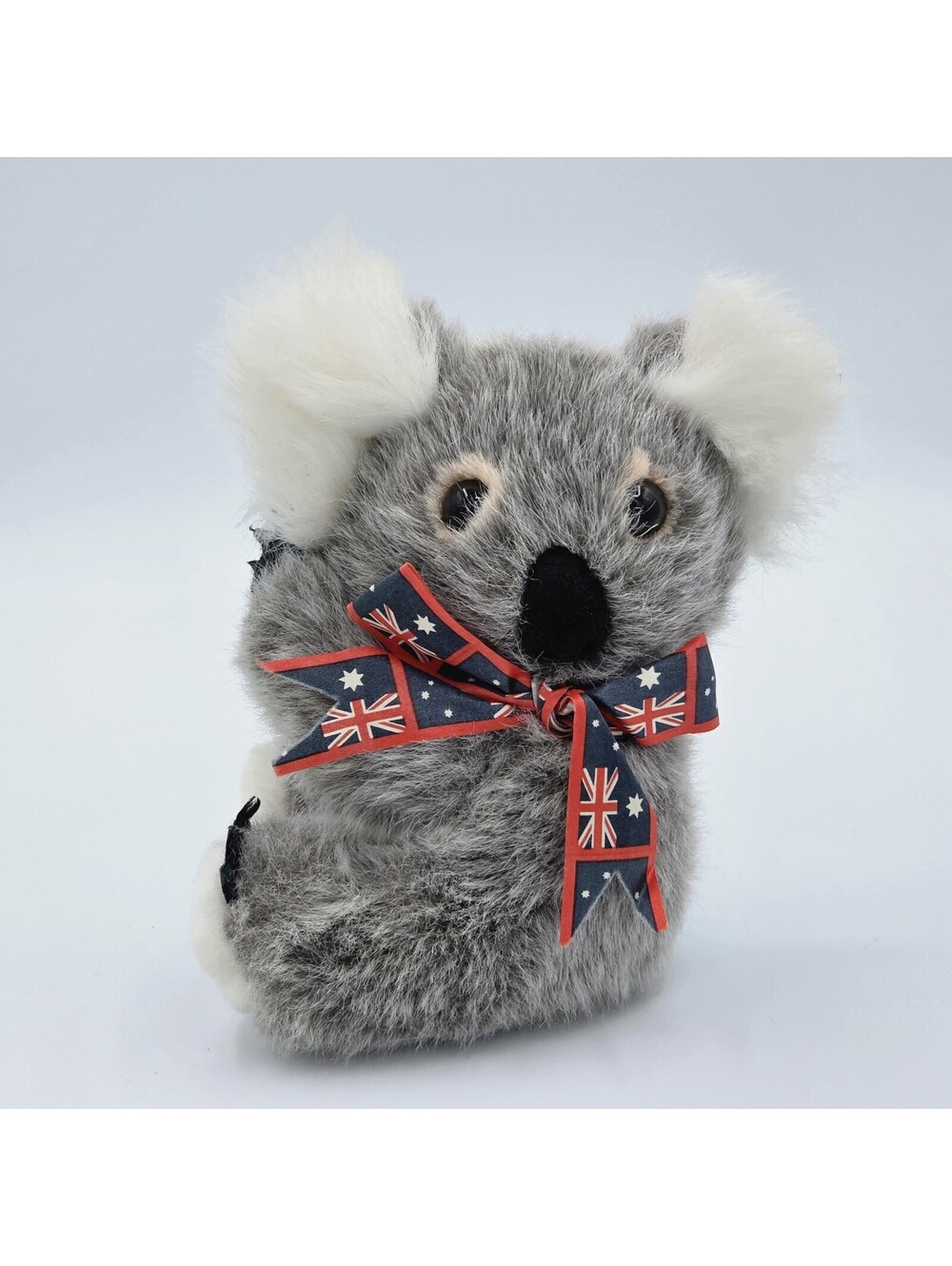 Vintage C.A. Toys Australia Koala Bear Plush Australian Flag Bow Grey White